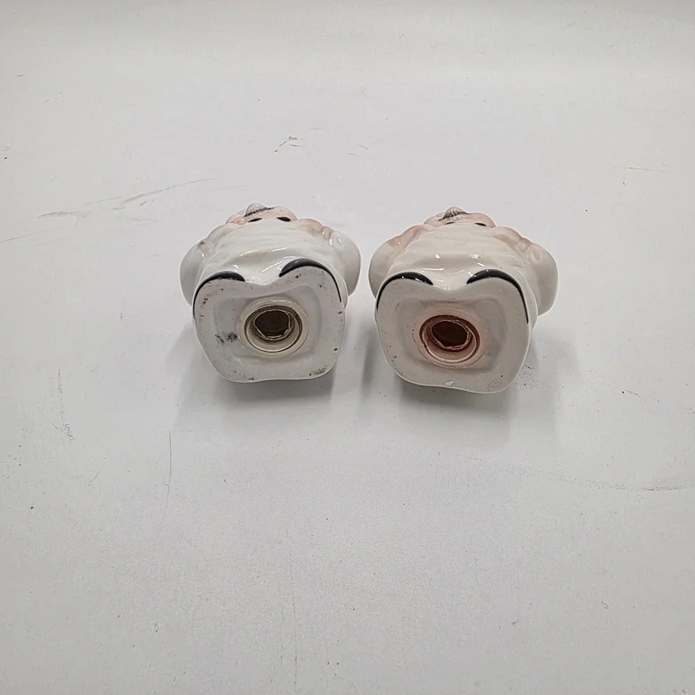 Vintage Fat Chef Ceramic Salt and Pepper Shakers Set White Red Black 3.5 Inch
